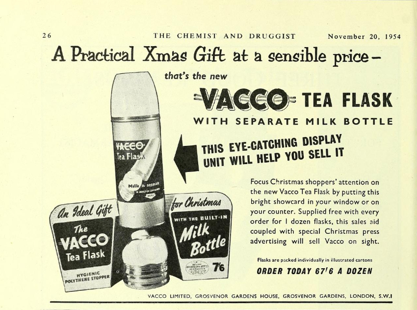 ad for Vacco Tea Flask